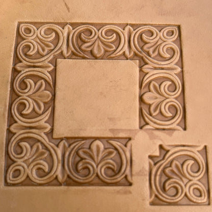 Ornamental Scroll leather stamp LT171 — pattern imprint on veg-tan leather