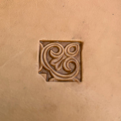 Ornamental Scroll leather stamp LT171 — pattern imprint on veg-tan leather