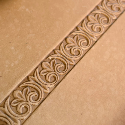 Ornamental Scroll leather stamp LT171 — pattern imprint on veg-tan leather