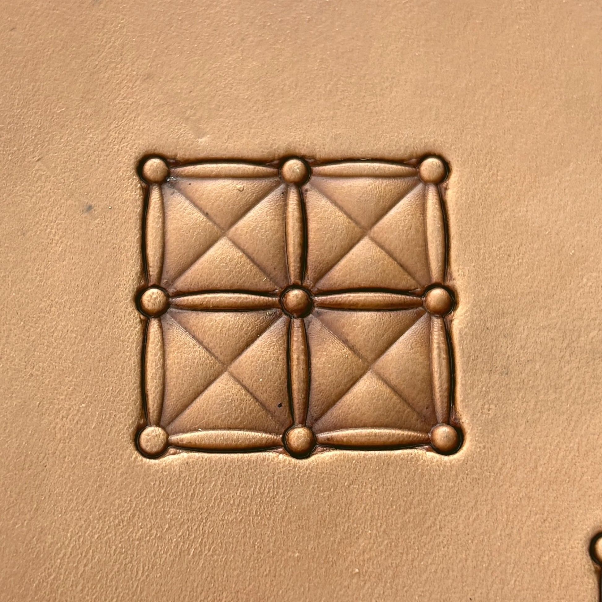 Geometric leather stamp LT172 — pattern imprint on veg-tan leather