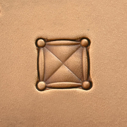 Geometric leather stamp LT172 — single impression on veg-tan leather