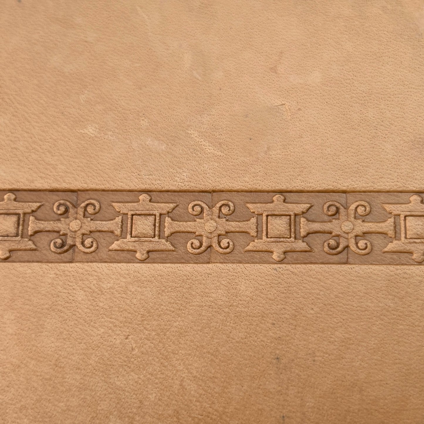 Ornate Border Geometric leather stamp LT175 — pattern imprint on veg-tan leather