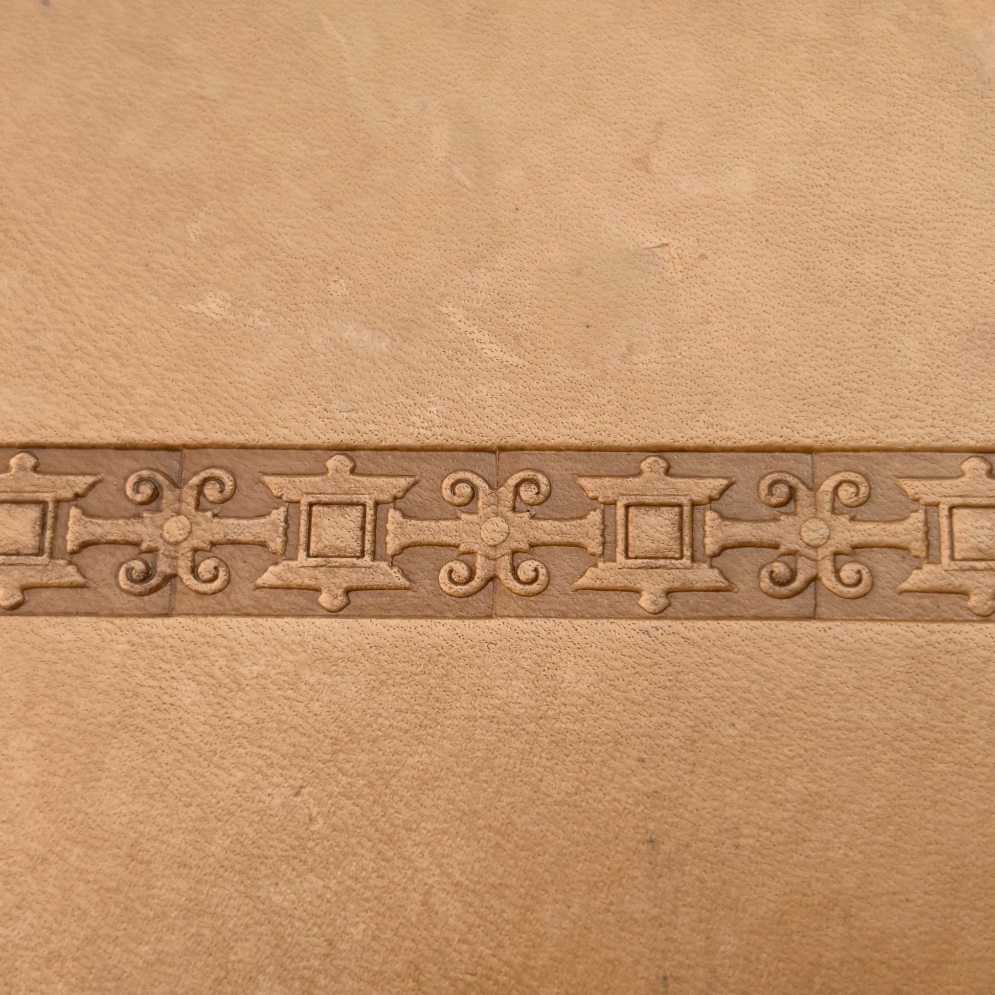 Ornate Border Geometric leather stamp LT175 — pattern imprint on veg-tan leather