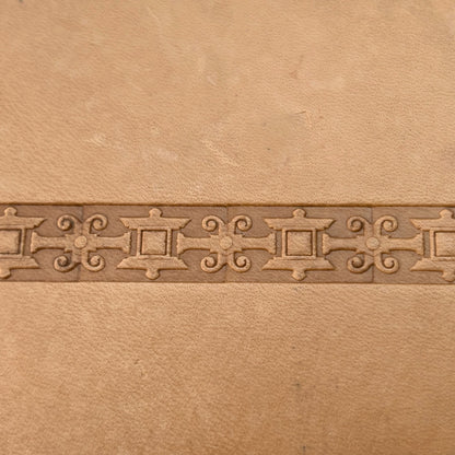 Ornate Border Geometric leather stamp LT175 — pattern imprint on veg-tan leather