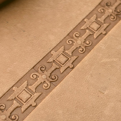 Ornate Border Geometric leather stamp LT175 — pattern imprint on veg-tan leather