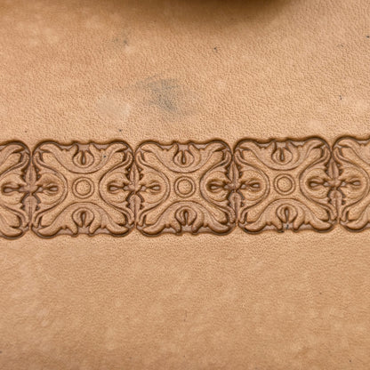 Ornate Border leather stamp LT176 — pattern imprint on veg-tan leather