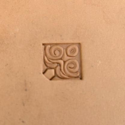 Swirl Border + Corner leather stamp LT178 — pattern imprint on veg-tan leather