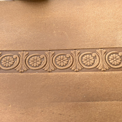 Circular Border Flower leather stamp LT179 — pattern imprint on veg-tan leather