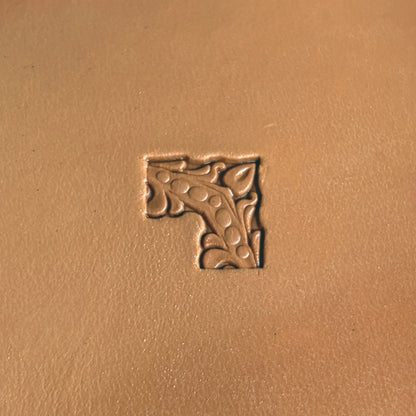 Flower leather stamp LT180 — pattern imprint on veg-tan leather