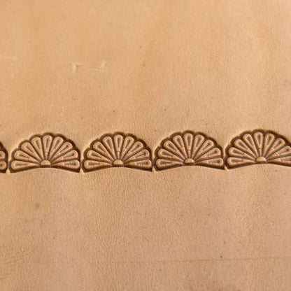Fan Border leather stamp LT187 — pattern imprint on veg-tan leather