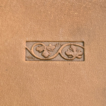 Oak Leaf leather stamp LT188 — single impression on veg-tan leather