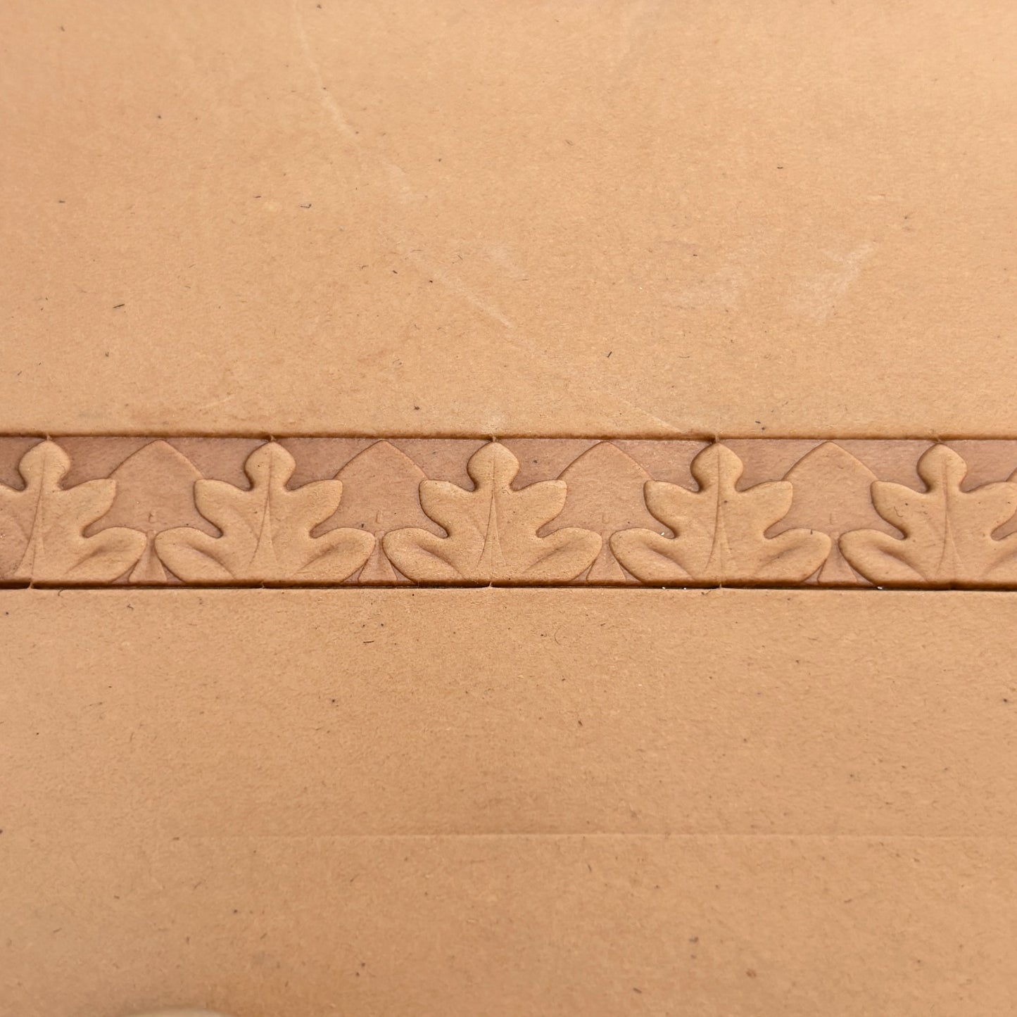 Oak Leaf leather stamp LT192 — pattern imprint on veg-tan leather