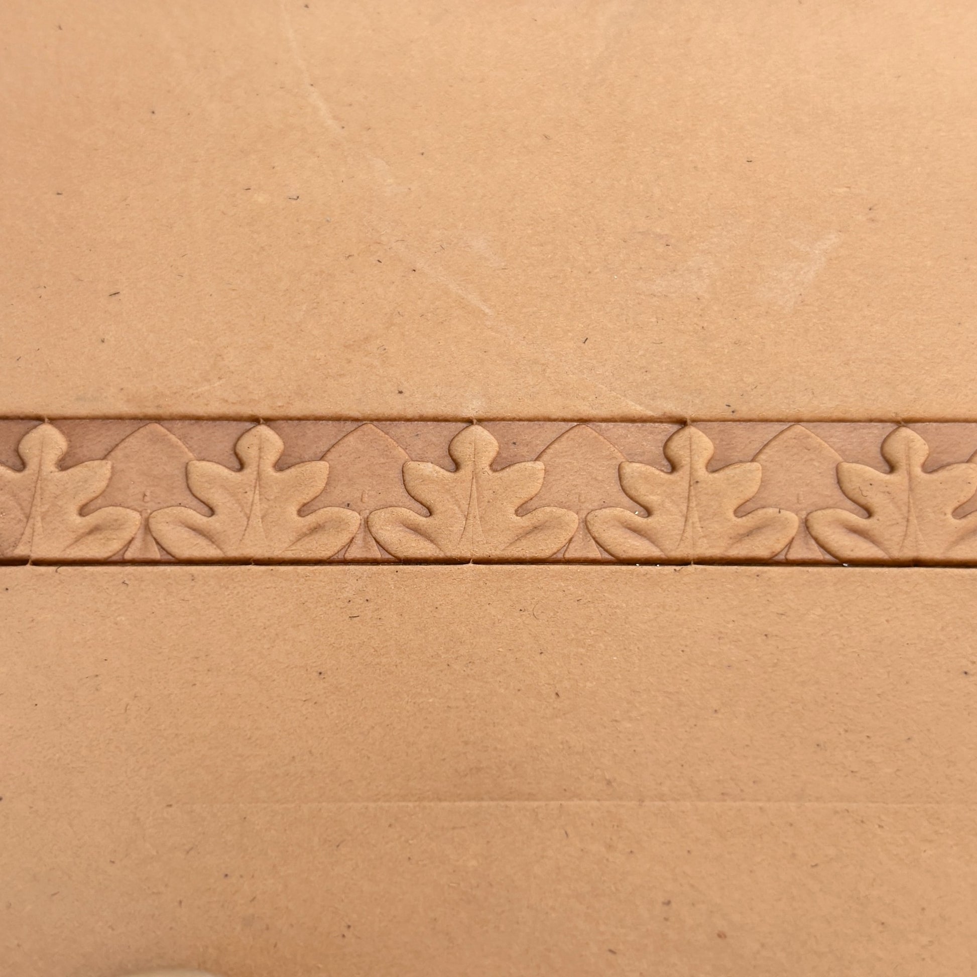 Oak Leaf leather stamp LT192 — pattern imprint on veg-tan leather
