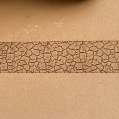 Cracked Earth leather stamp LT193 — pattern imprint on veg-tan leather