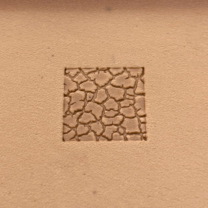 Cracked Earth leather stamp LT193 — single impression on veg-tan leather