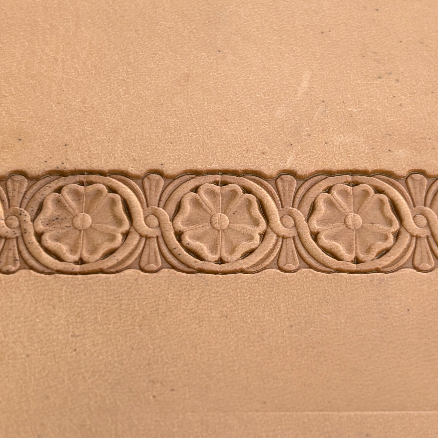 Floral Border leather stamp LT194 — pattern imprint on veg-tan leather