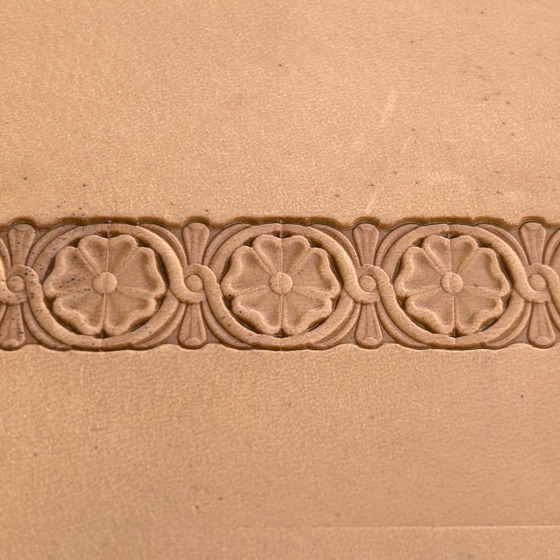 Floral Border leather stamp LT194 — pattern imprint on veg-tan leather