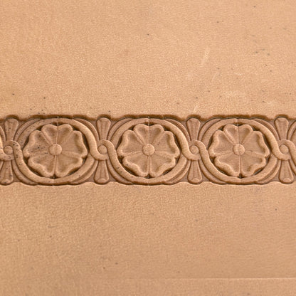 Floral Border leather stamp LT194 — pattern imprint on veg-tan leather