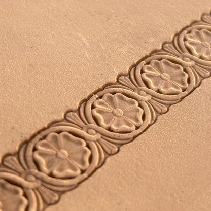 Floral Border leather stamp LT194 — pattern imprint on veg-tan leather