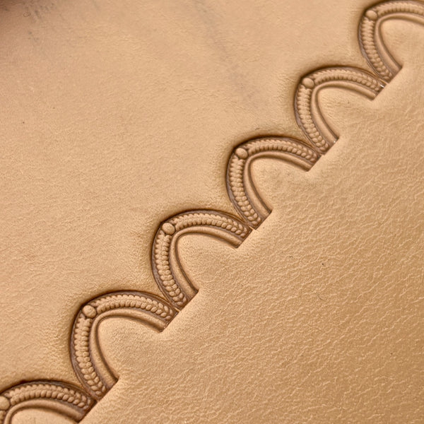 Arch Border leather stamp LT196 — pattern imprint on veg-tan leather