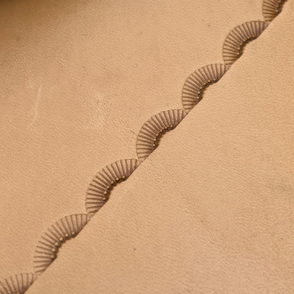 Radiant Curve Stitches leather stamp LT197 — pattern imprint on veg-tan leather