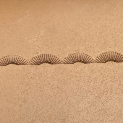 Radiant Curve Stitches leather stamp LT197 — pattern imprint on veg-tan leather