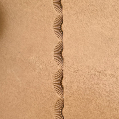 Radiant Curve Stitches leather stamp LT197 — pattern imprint on veg-tan leather