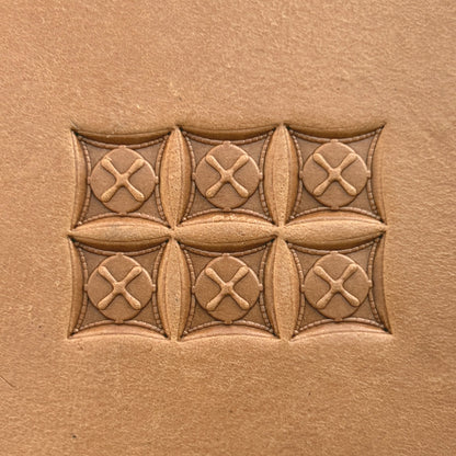 Stitched Cross leather stamp LT198 — pattern imprint on veg-tan leather