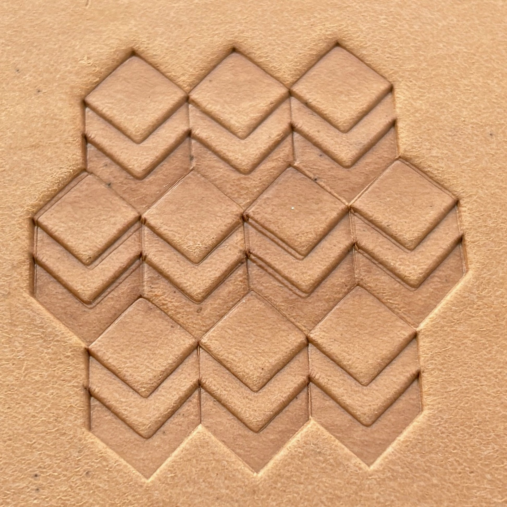 3D Cubes Geometric leather stamp LT200 — pattern imprint on veg-tan leather