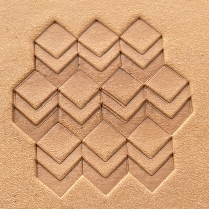 3D Cubes Geometric leather stamp LT200 — pattern imprint on veg-tan leather