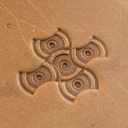 Concentric Cross Geometric leather stamp LT202 — pattern imprint on veg-tan leather