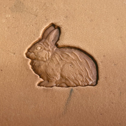 Rabbit leather stamp LT205 — single impression on veg-tan leather