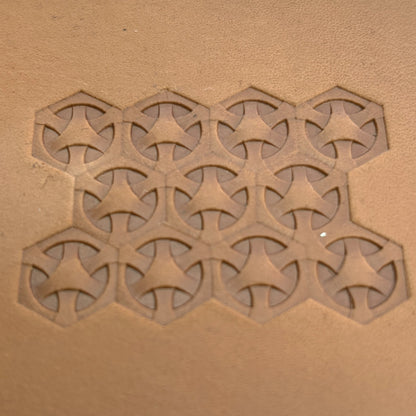 Geometric leather stamp LT209 — pattern imprint on veg-tan leather