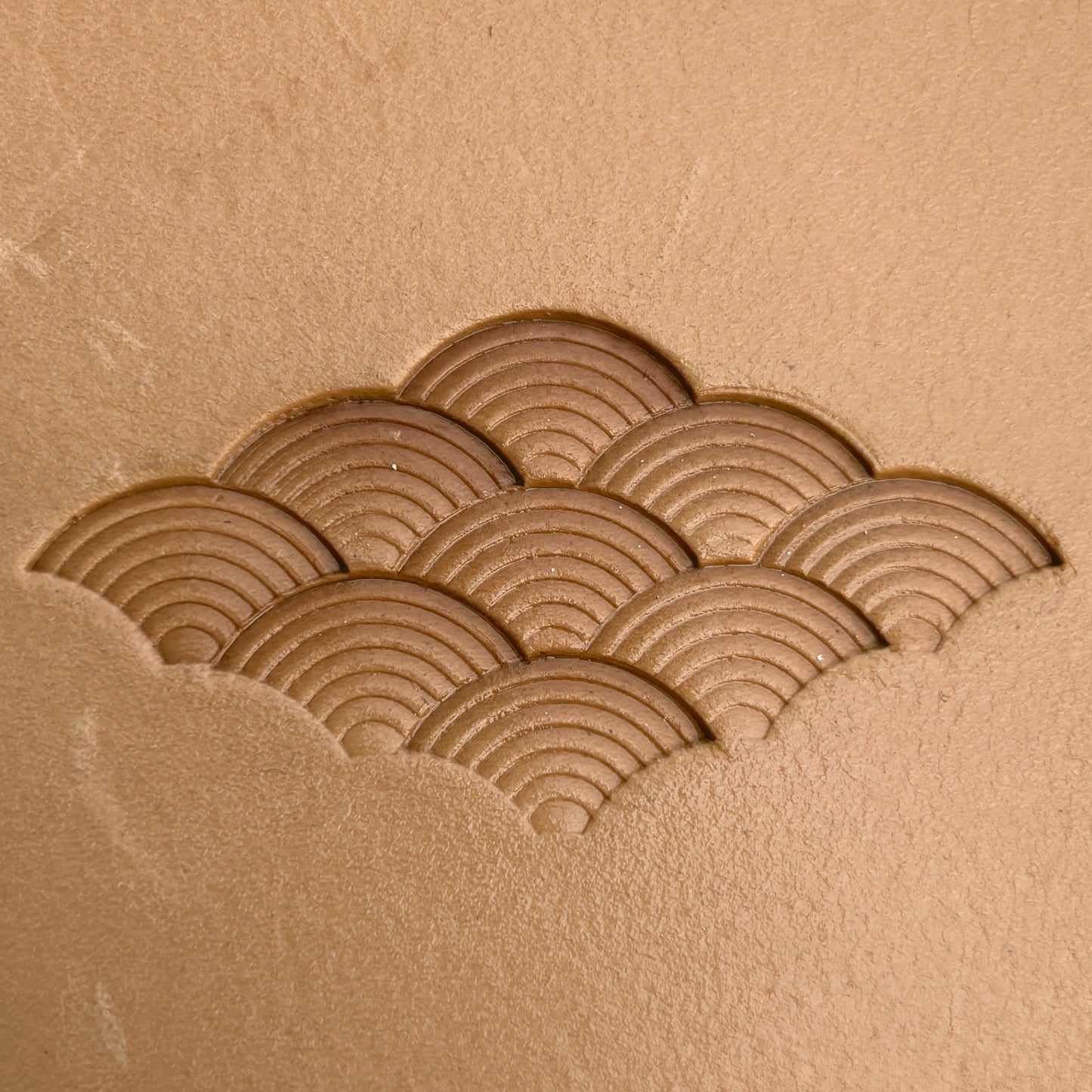 Seigaiha Waves 1 leather stamp LT211 — pattern imprint on veg-tan leather