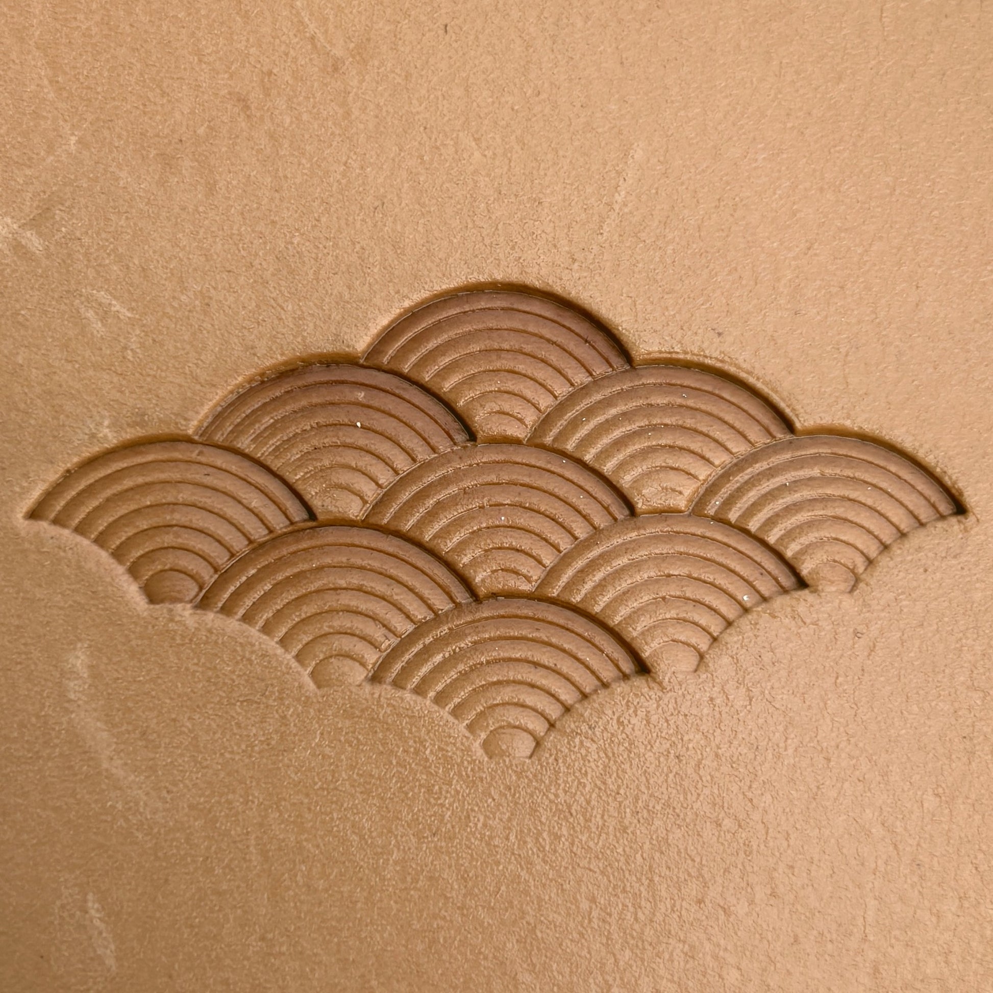 Seigaiha Waves 1 leather stamp LT211 — pattern imprint on veg-tan leather