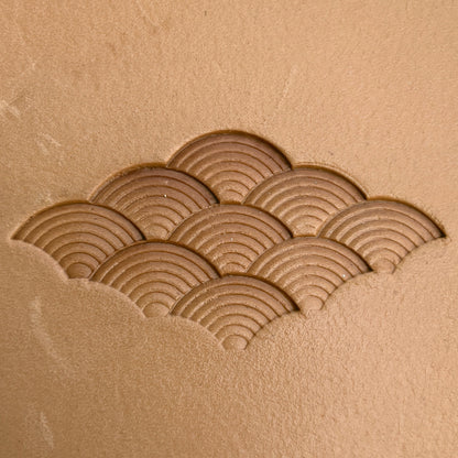 Seigaiha Waves 1 leather stamp LT211 — pattern imprint on veg-tan leather