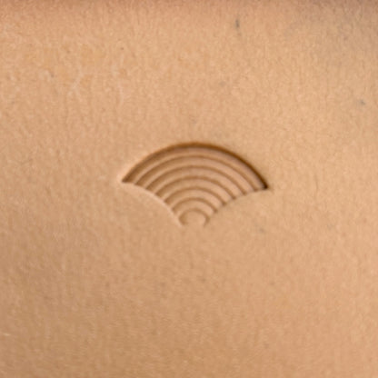 Seigaiha Waves 1 leather stamp LT211 — single impression on veg-tan leather