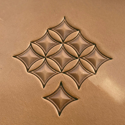 Geometric leather stamp LT217 — pattern imprint on veg-tan leather