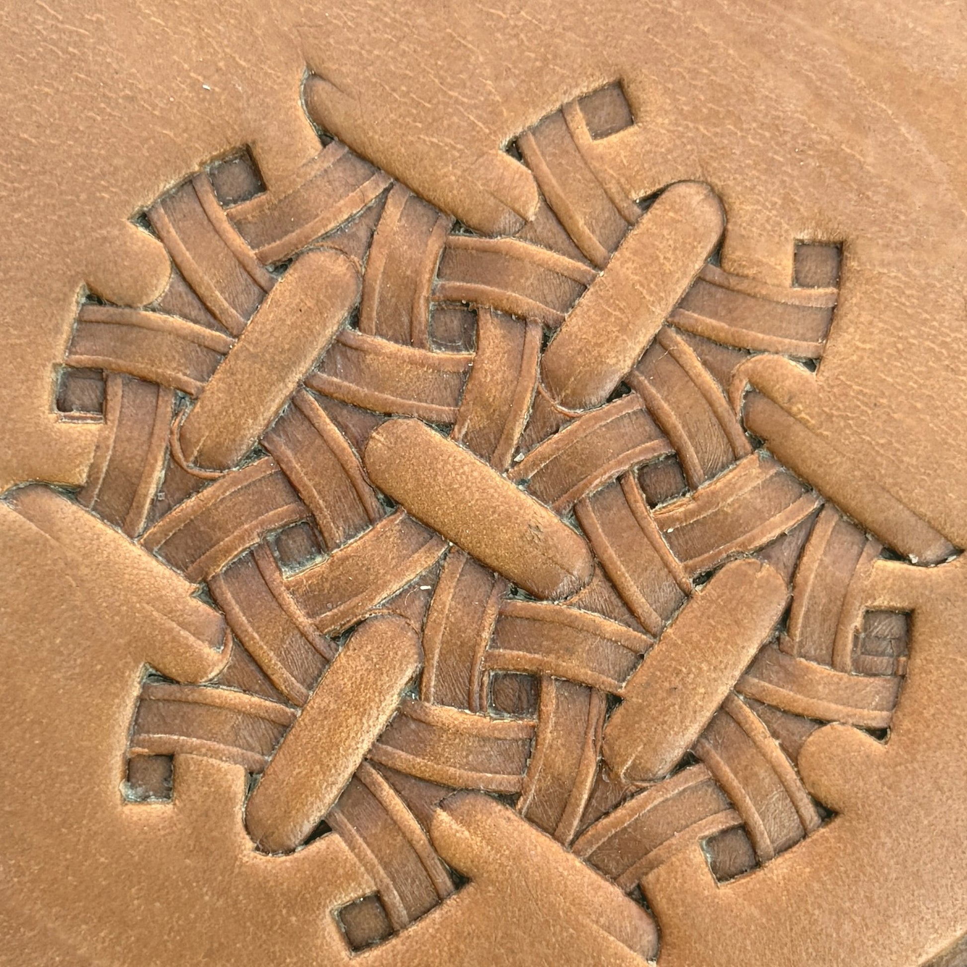 Interlaced Basket Weave leather stamp LT219 — pattern imprint on veg-tan leather