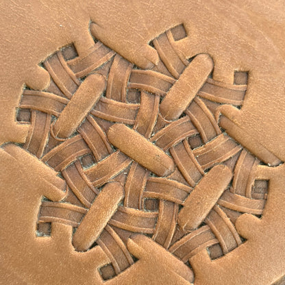 Interlaced Basket Weave leather stamp LT219 — pattern imprint on veg-tan leather
