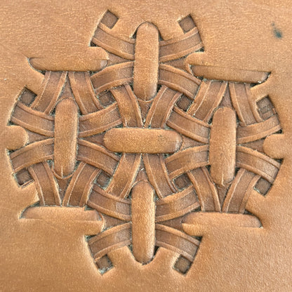 Interlaced Basket Weave leather stamp LT219 — pattern imprint on veg-tan leather