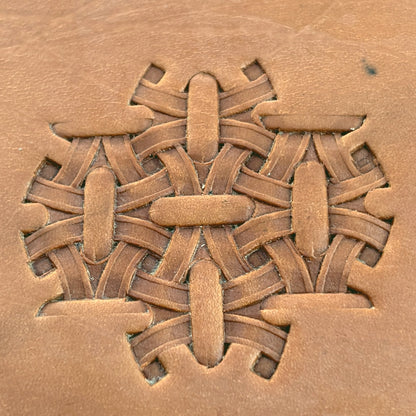 Interlaced Basket Weave leather stamp LT219 — pattern imprint on veg-tan leather