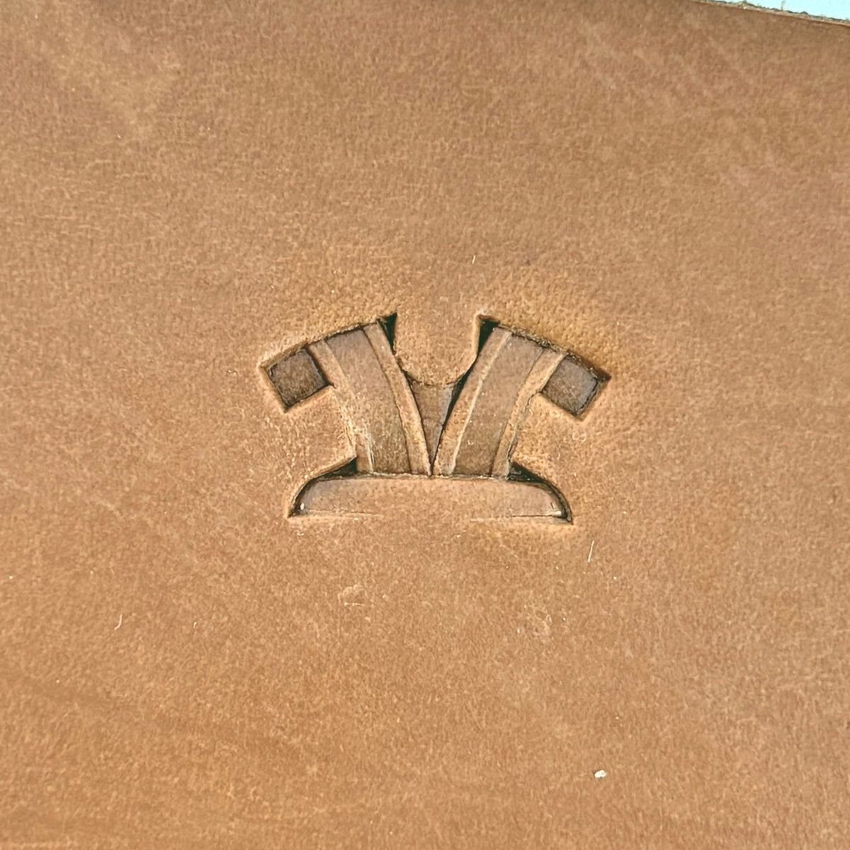 Interlaced Basket Weave leather stamp LT219 — single impression on veg-tan leather