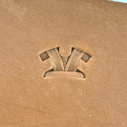 Interlaced Basket Weave leather stamp LT219 — single impression on veg-tan leather