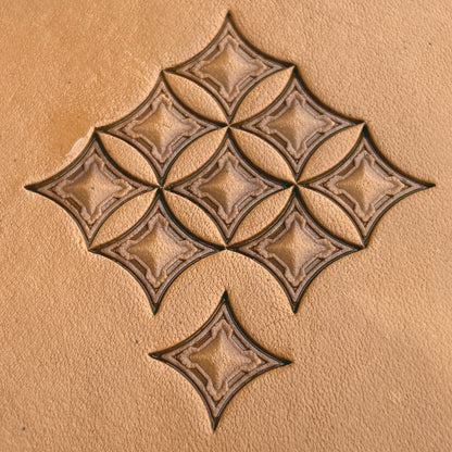 Geometric leather stamp LT220 — pattern imprint on veg-tan leather
