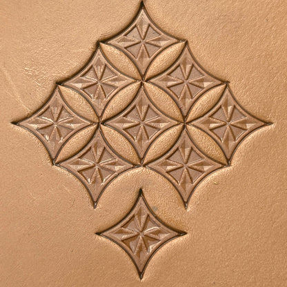 Star Tile Geometric leather stamp LT221 — pattern imprint on veg-tan leather