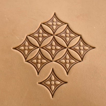 Geometric leather stamp LT222 — pattern imprint on veg-tan leather