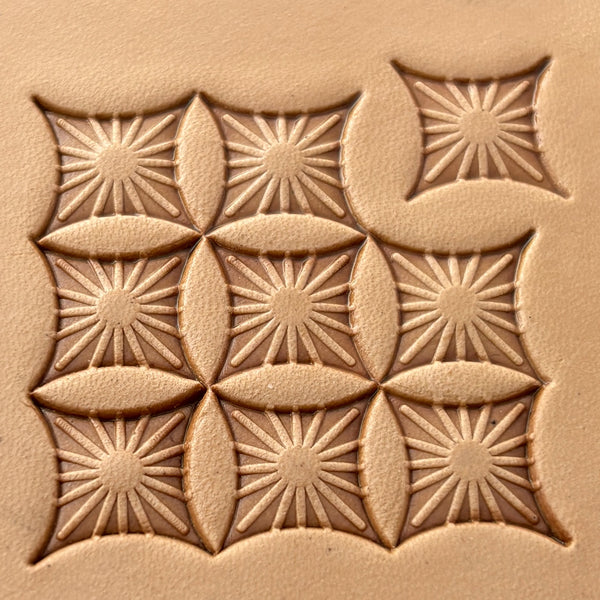 Starburst Geometric leather stamp LT223 — pattern imprint on veg-tan leather