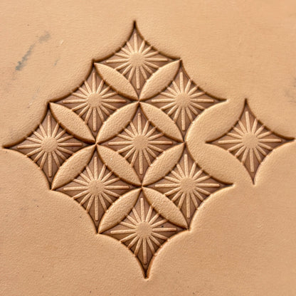 Starburst Geometric leather stamp LT223 — pattern imprint on veg-tan leather