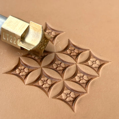 Floral Tiles Geometric leather stamp LT224 — pattern imprint on veg-tan leather